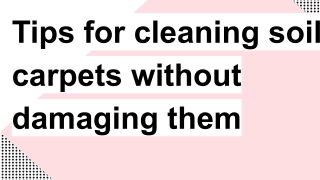 Tips for cleaning soiled carpets without damaging them