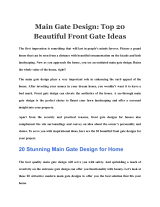 Main Gate Design Top 20 Beautiful Front Gate Ideas
