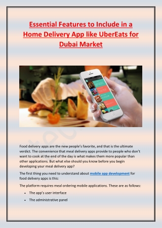 Essential Features to Include in a Home Delivery App like UberEats for Dubai Market