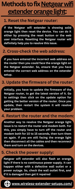 Methods to fix Netgear wifi extender orange light