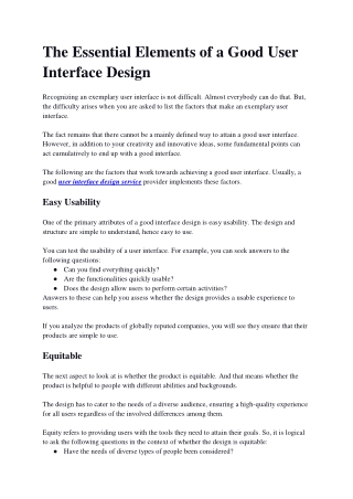 The Essential Elements of a Good User Interface Design