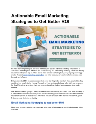 Actionable Email Marketing Strategies to Get Better ROI