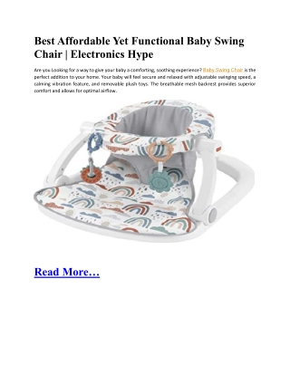 Best Affordable Yet Functional Baby Swing Chair