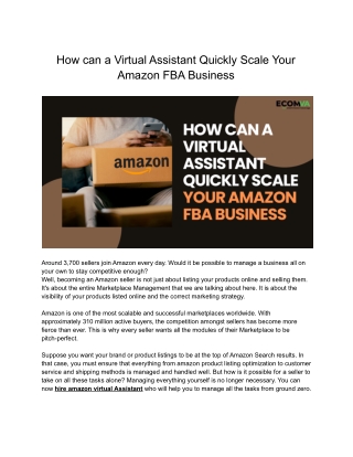 How can a Virtual Assistant Quickly Scale Your Amazon FBA Business