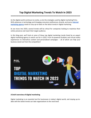 Top Digital Marketing Trends To Watch In 2023
