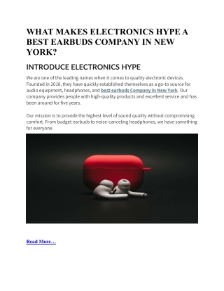 WHAT MAKES ELECTRONICS HYPE A BEST EARBUDS COMPANY IN NEW YORK