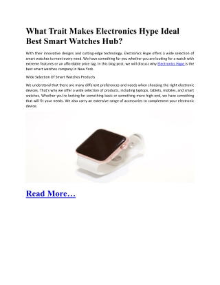 What Trait Makes Electronics Hype Ideal Best Smart Watches Hub