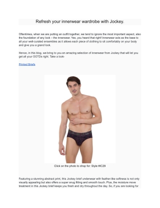 Refresh your innerwear wardrobe with Jockey