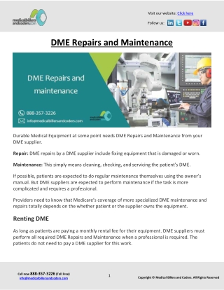 DME Repairs and Maintenance