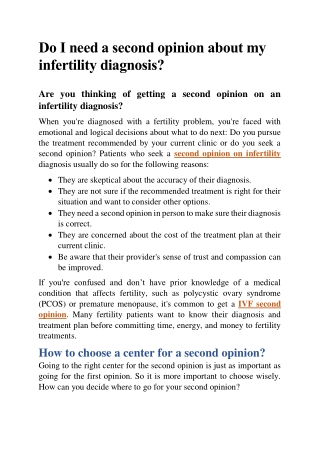 Do I need a second opinion about my infertility diagnosis?