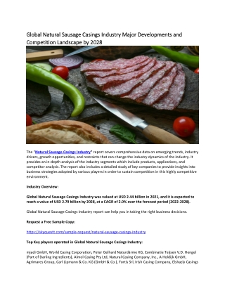 Global Natural Sausage Casings Industry Major Developments and Competition Lands