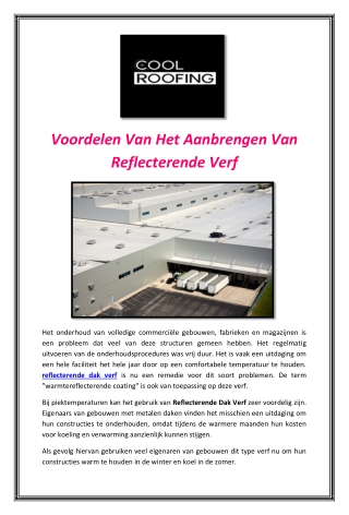 Voordelen Van Het Aanbrengen Van Reflecterende Verf
