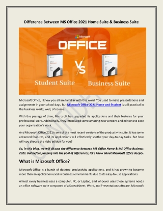 Difference Between MS Office 2021 Home Suite & Business Suite