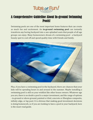 Best In-ground Swimming Pools For Sale In Fargo ND | Tubs Of Fun