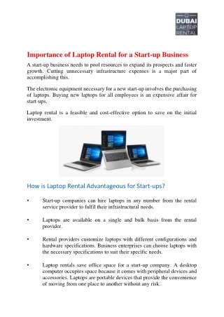 Importance of Laptop Rental for a Start-up Business