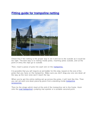 Fitting guide for trampoline net