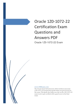 Oracle 1Z0-1072-22 Certification Exam Questions and Answers PDF