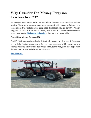 Why Consider Top Massey Ferguson Tractors In 2023