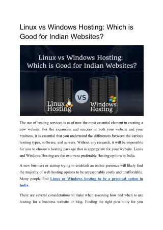 Linux vs Windows Hosting: Which is Good for Indian Websites?