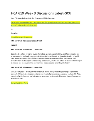 HCA 610 Week 3 Discussions Latest-GCU