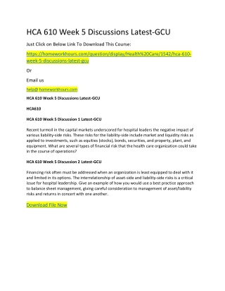 HCA 610 Week 5 Discussions Latest-GCU