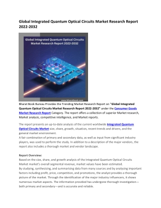 Global Integrated Quantum Optical Circuits Market Research Report 2022-2032