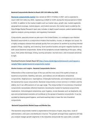 Bacterial Conjunctivitis Market to Reach US 5.81 billion by 2029