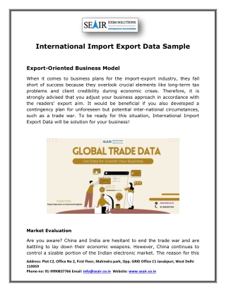 International Import Export Data Sample