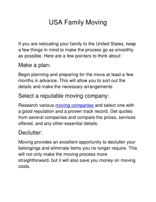 USA Family Moving