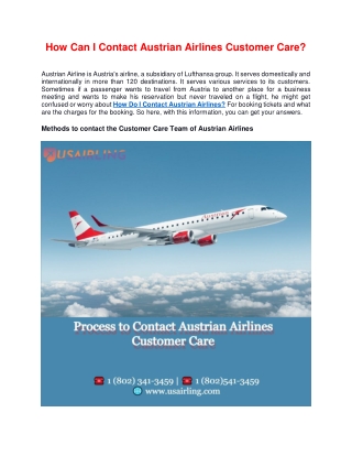 How can I contact Austrian Airlines Customer care