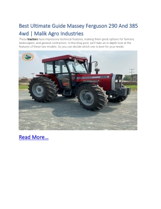 Best Ultimate Guide Massey Ferguson 290 And 385 4wd