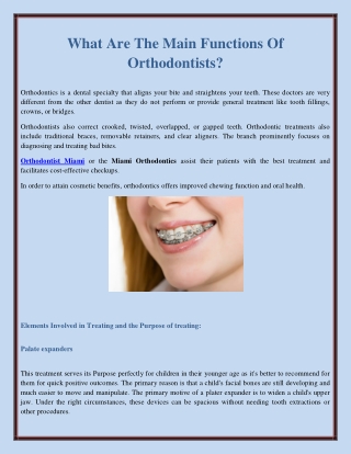What Are The Main Functions Of Orthodontists?