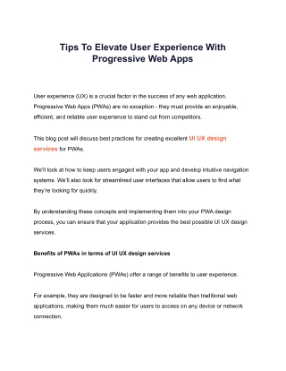 Tips To Elevate User Experience With Progressive Web Apps