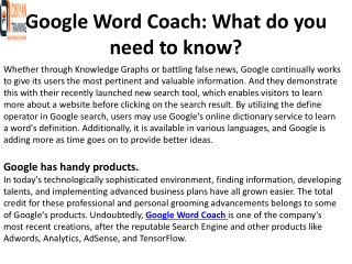 Google Word Coach: What do you need to know?