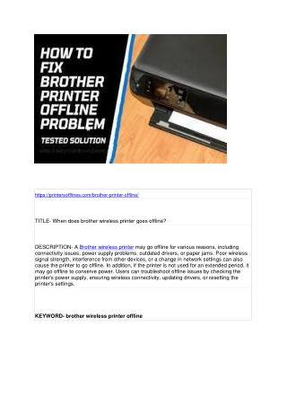When does brother wireless printer goes offline?