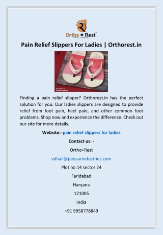 Pain Relief Slippers For Ladies | Orthorest.in