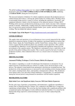 Welding Robots Market Global Opportunity Analysis and Forecast 2023-2030