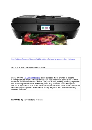 How does hp envy windows 10 issues?