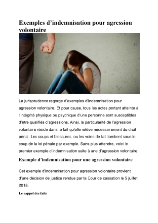 Exemples d’indemnisation pour agression volontaire | notre guide