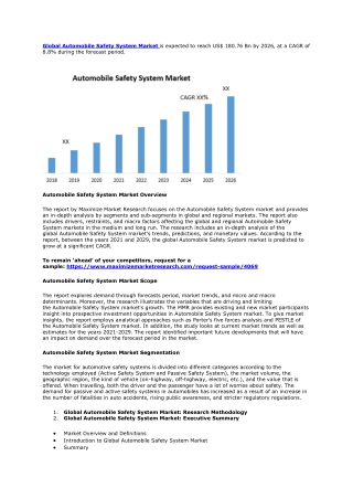 Automotive Safety System Market- Global Industry Analysis And Forecast (2022-202