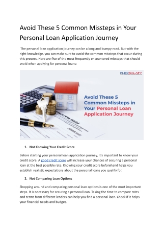Avoid These 5 Common Missteps in Your Personal Loan Application Journey