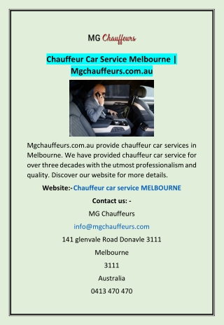 Chauffeur Car Service Melbourne | Mgchauffeurs.com.au