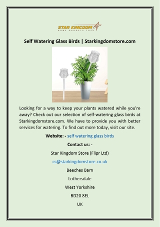 Self Watering Glass Birds  Starkingdomstore