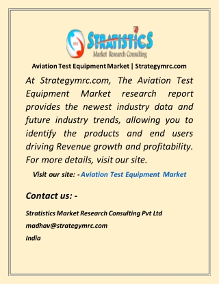 Aviation Test Equipment Market  Strategymrc com