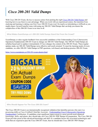 Cisco 200-201 Valid Dumps