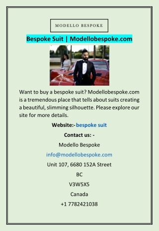 Bespoke Suit | Modellobespoke.com