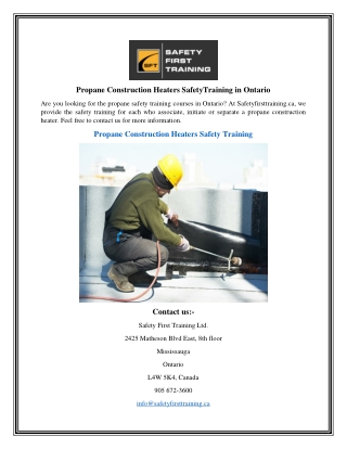 Propane Construction Heaters SafetyTraining in Ontario