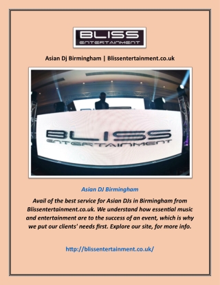 Asian Dj Birmingham | Blissentertainment.co.uk