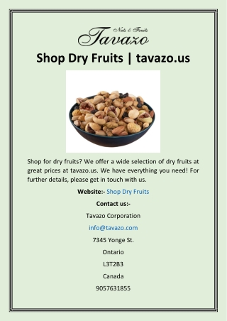 Shop Dry Fruits  tavazo.us