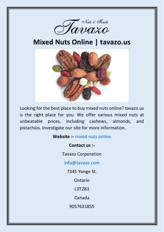 Mixed Nuts Online  tavazo.us